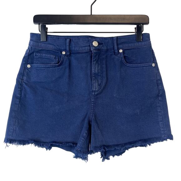 NWT LOFT 26 2 The Cut Off High Rise Shorts Navy Blue Cotton Stretch - Picture 1 of 8
